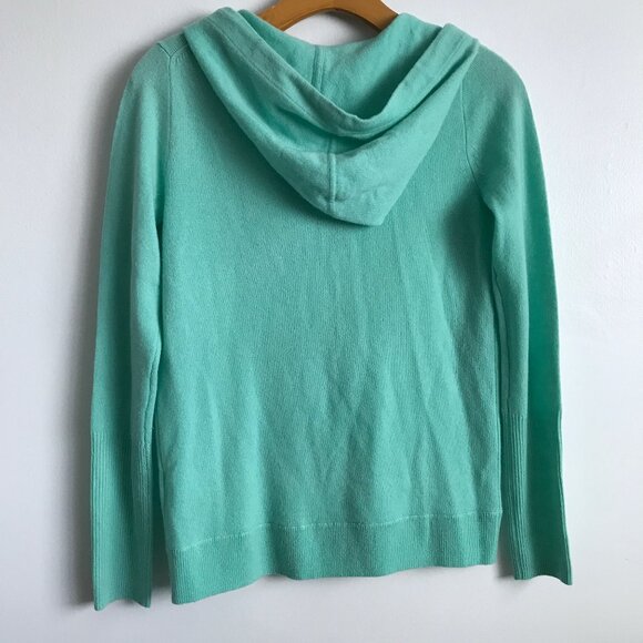 J Crew Cashmere Sweater Hooded Teal Green Long Sleeve Womens S - Picture 5 of 9